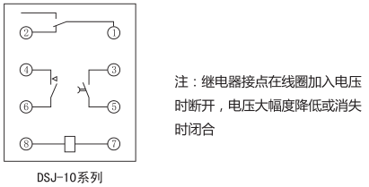 DSJ-11斷電延時時間繼電器內部接線及外引接線圖(背視圖)圖片 DSJ-11斷電延時時間繼電器內部接線及外引接線圖(背視圖)圖片