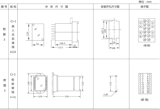 JSS-18時間繼電器外形尺寸及安裝開孔尺寸圖片一 JSS-18時間繼電器外形尺寸及安裝開孔尺寸圖片一