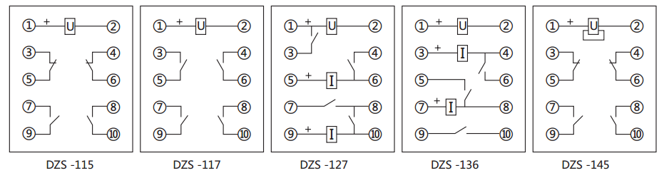 DZS-117延時中間繼電器內部接線圖及外引接線圖 DZS-117延時中間繼電器內部接線圖及外引接線圖