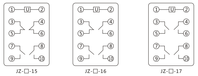 JZY(J)-202X靜態中間繼電器內部接線圖及外引接線圖 JZY(J)-202X靜態中間繼電器內部接線圖及外引接線圖