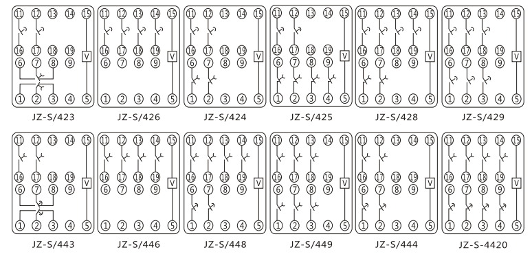JZ-S/341靜態可調延時中間繼電器內部接線圖及外引接線圖 JZ-S/341靜態可調延時中間繼電器內部接線圖及外引接線圖