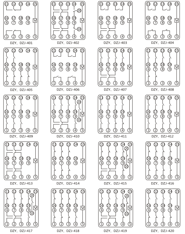 DZY(J)-426導軌式中間繼電器內部端子外引接線圖(正視) DZY(J)-426導軌式中間繼電器內部端子外引接線圖(正視)